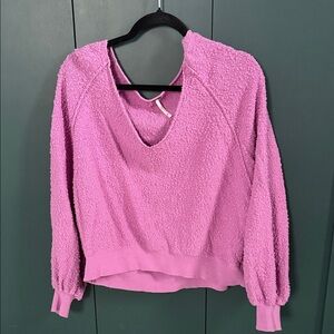 We The Free V-Neck Sweater in Vibrant Pink